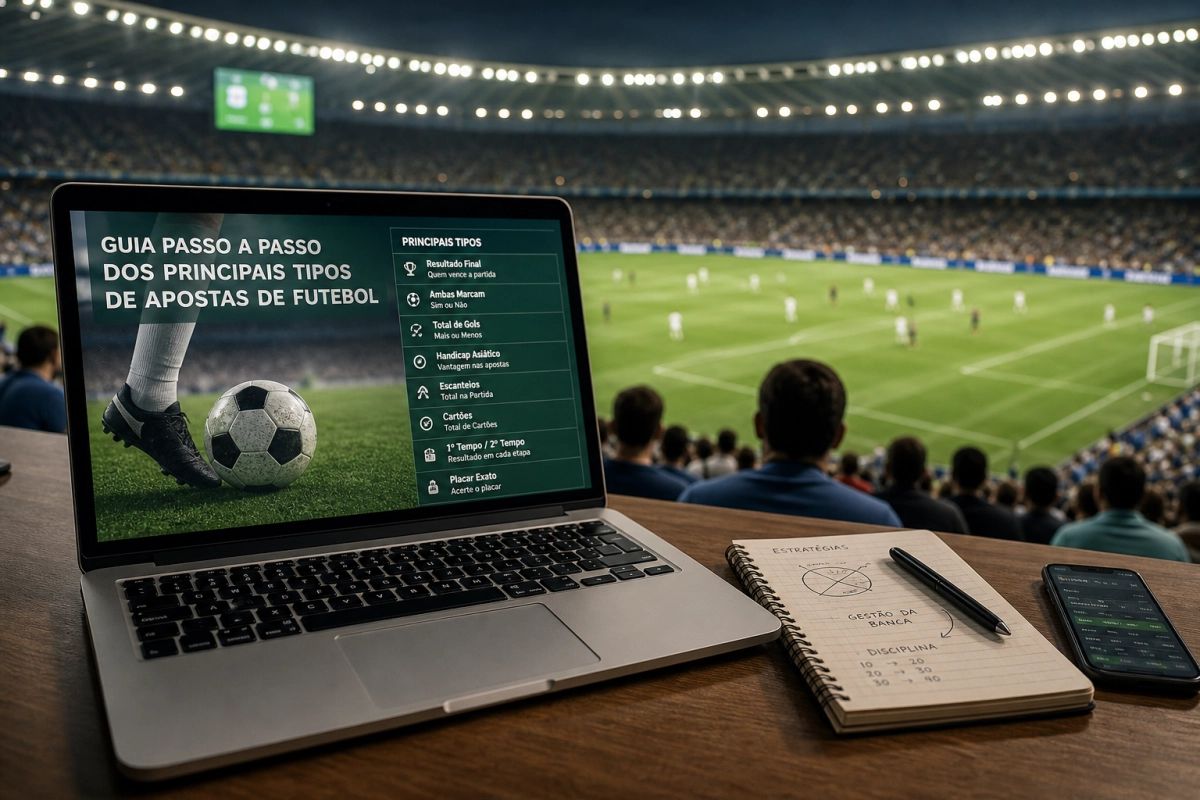 Guia passo a passo dos principais tipos de apostas de futebol